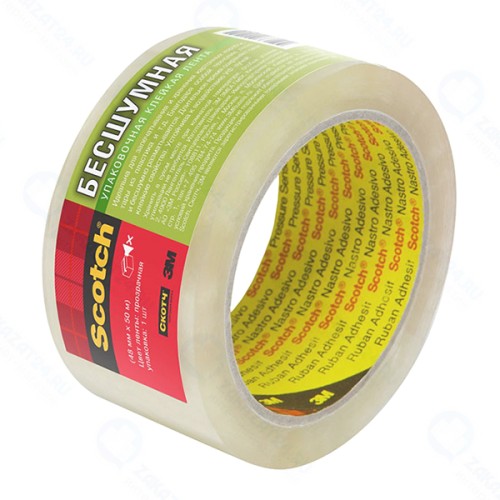 Упаковочная клейкая лента 3M Scotch, бесшумная, 48 мм х 50 м, прозрачная, 2 шт (309T-2)