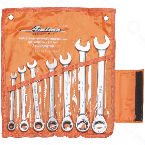 Набор ключей Airline AT-7-12, комбинированных, трещоточных, 8-19мм, 7 предметов