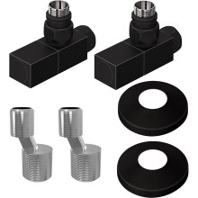 Комплект подключения полотенцесушителя Lemark LM03412SBL, с квадратными вентилями, черный