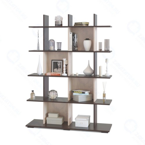 Стеллаж Сокол Мебельная фабрика СТ-5, венге/беленый дуб