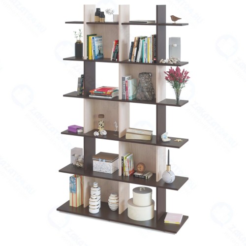 Стеллаж Сокол Мебельная фабрика СТ-6, венге/беленый дуб