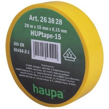 Изолента Haupa ПВХ, 15 мм, 20 м, d74 мм, желтая (263828)