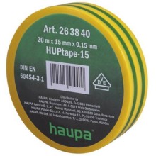 Изолента Haupa ПВХ, 15 мм, 20 м, d74 мм, желто-зеленая (263840)