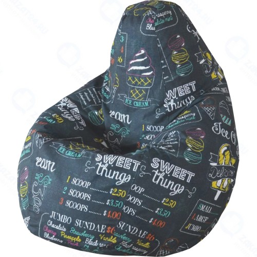 Кресло-мешок ПАЗИТИФЧИК Груша: Айскрим, жаккард, 90х80 см