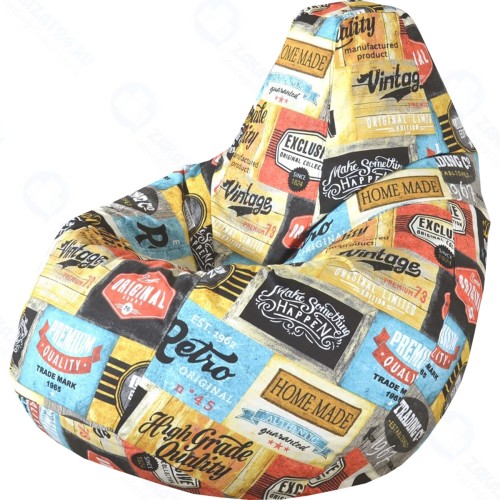 Кресло-мешок ПАЗИТИФЧИК Груша: Лейбл, жаккард, 90х80 см