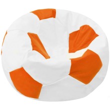 Кресло-мешок ПАЗИТИФЧИК Мяч: БМЭ7, экокожа, 90х90 см, белый/оранжевый