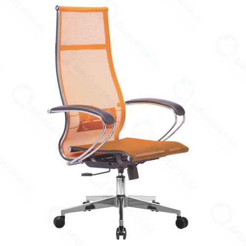 Кресло Метта К-7, хромированное, прочная сетка, оранжевое (532465)