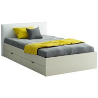 Кровать с мягким изголовьем OGOGO City 1,2 м, дуб выбеленный