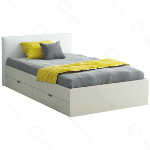 Кровать с мягким изголовьем OGOGO City 1,2 м, дуб выбеленный