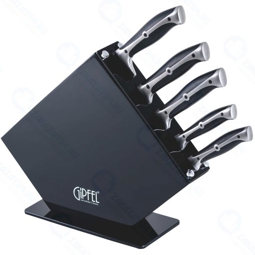 Набор кухонных ножей GIPFEL на деревянной подставке, 6 предметов, синий (8449)
