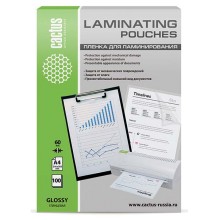 Плёнка для ламинирования Cactus 216x303 мм, 60 мкм, глянцевая, 100 шт (CS-LPGA460100)