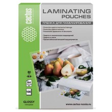 Плёнка для ламинирования Cactus 216x303 мм, 80 мкм, глянцевая, 100 шт (CS-LPGA480100)