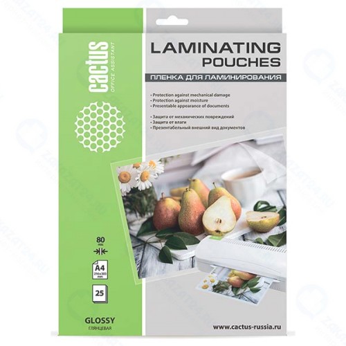 Плёнка для ламинирования Cactus 216x303 мм, 80 мкм, глянцевая, 25 шт (CS-LPGA48025)