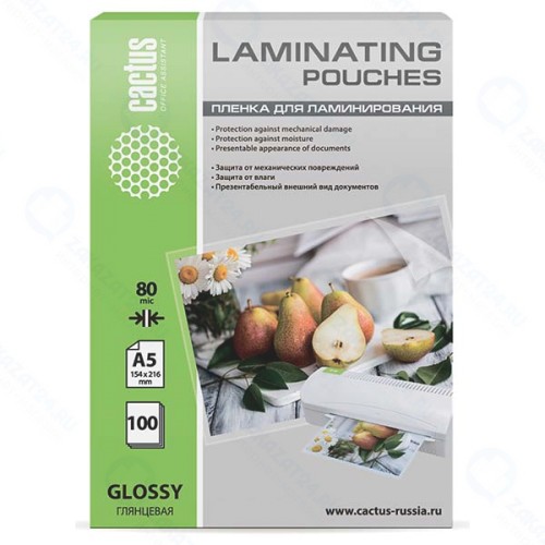 Плёнка для ламинирования Cactus 154x216 мм, 80 мкм, глянцевая, 100 шт (CS-LPGA580100)