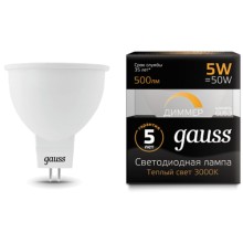 Светодиодные лампы Gauss MR16 5W 500lm 3000K GU5.3, диммируемые, 10 шт (101505105-D)