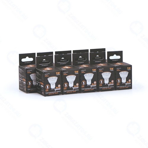 Светодиодные лампы Gauss MR16 5W 500lm 3000K GU10, 10 шт (101506105)