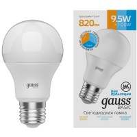 Светодиодная лампа Gauss Basic A60 9,5W 820lm 3000/4000/6500K Е27 (1023240)