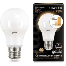 Светодиодная лампа Gauss A60 10W 880lm 2700K E27 (102502110-S) Светодиодная лампа Gauss A60 10W 880lm 2700K E27 (102502110-S)
