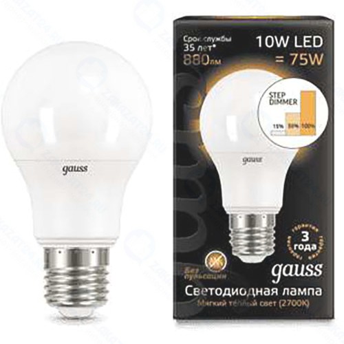 Светодиодная лампа Gauss A60 10W 880lm 2700K E27 (102502110-S)