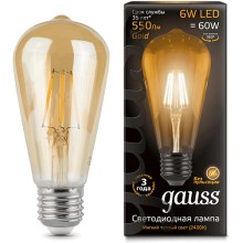 Светодиодная лампа Gauss Filament ST64 6W 550lm 2400К E27 Golden (102802006)