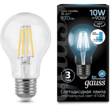 Светодиодная лампа Gauss Filament А60 10W 970lm 4100К Е27 (102802210-S) Светодиодная лампа Gauss Filament А60 10W 970lm 4100К Е27 (102802210-S)