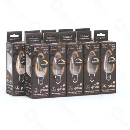 Светодиодные лампы Gauss Filament Свеча 5W 420lm 2700К Е14, диммируемые, 10 шт (103801105-D)