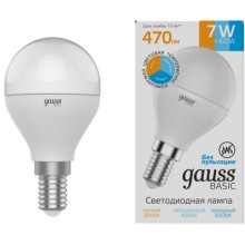 Светодиодная лампа Gauss Basic Шар 7W 470lm 3000/4000/6500K Е14 (1053147) Светодиодная лампа Gauss Basic Шар 7W 470lm 3000/4000/6500K Е14 (1053147)