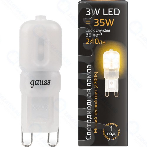 Светодиодная лампа Gauss Led G9 AC220-240V 3W 2700K (107409103)