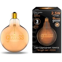 Светодиодная лампа Gauss Filament G125 2,5W 200lm 2000К Е27 Golden (175802003)