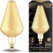 Светодиодная лампа Gauss Filament Vase 8,5W 660lm 2000К Е27 Golden flexible (180802105)