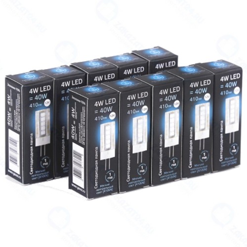 Светодиодные лампы Gauss G4 12V 4W 410lm 4100K, керамика, 10 шт (207307204)