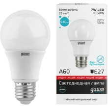 Светодиодная лампа Gauss Led Elementary Globe 6.5W A60 E27 4100K (23227А)