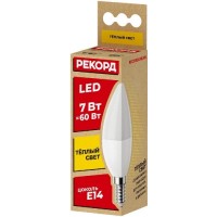 Светодиодная лампа Рекорд LED B37 7W Е14 3000К (23879)