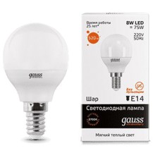 Светодиодная лампа Gauss LED Elementary Globe 8W E14 2700K (53118)