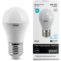 Светодиодная лампа Gauss Elementary 6W/E27/4100K (53226)