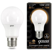 Светодиодные лампы Gauss A60 10W E27 880lm 3000K, 10 шт Светодиодные лампы Gauss A60 10W E27 880lm 3000K, 10 шт