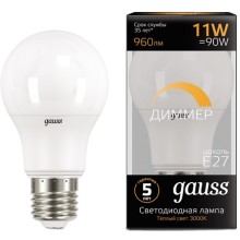 Светодиодная лампа Gauss A60 11W 960lm 3000К E27 Светодиодная лампа Gauss A60 11W 960lm 3000К E27