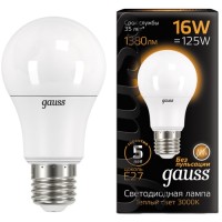 Светодиодная лампа Gauss A60 16W 1380lm 3000K E27