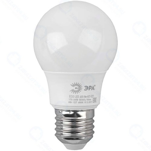 Светодиодная лампа ЭРА Eco LED A55-8W-827-E27