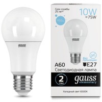 Светодиодные лампы Gauss Elementary A60 10W E27 950lm 6500K, 10 шт