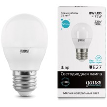 Светодиодные лампы Gauss Elementary Globe 8W E27 4100K, 10 шт Светодиодные лампы Gauss Elementary Globe 8W E27 4100K, 10 шт