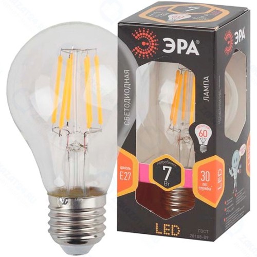 Светодиодная лампа ЭРА F-LED A60-7W-827-E27