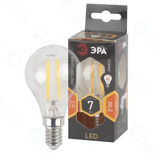 Светодиодная лампа ЭРА F-LED P45-7W-827-E14