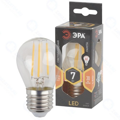 Светодиодная лампа ЭРА F-LED P45-7W-827-E27
