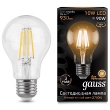 Светодиодные лампы Gauss Filament A60 E27 10W 930lm 2700К, 10 шт Светодиодные лампы Gauss Filament A60 E27 10W 930lm 2700К, 10 шт