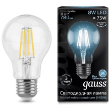 Светодиодные лампы Gauss Filament A60 E27 8W 780lm 4100К, 10 шт Светодиодные лампы Gauss Filament A60 E27 8W 780lm 4100К, 10 шт