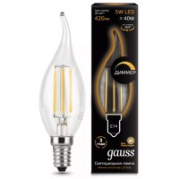 Светодиодные лампы Gauss Filament E14 5W 420lm 2700K, свеча, 10 шт
