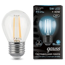 Светодиодные лампы Gauss Filament E27 5W 450lm 4100K, шар, 10 шт