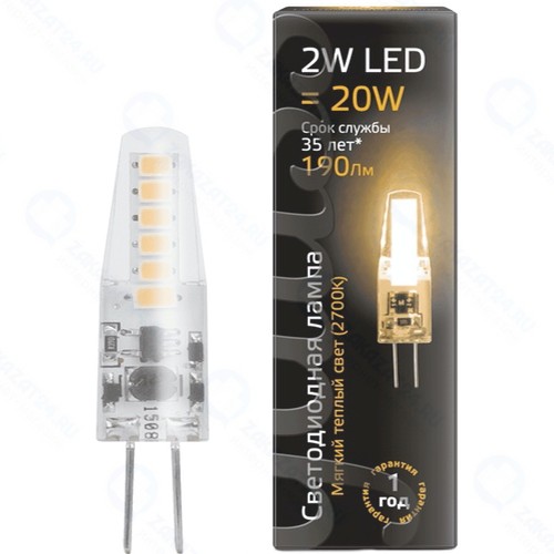 Светодиодная лампа Gauss G4 AC220-240V 2W 190lm 2700K