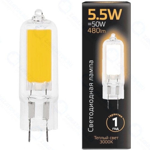Светодиодная лампа Gauss G4 AC220-240V 5.5W 480lm 3000K